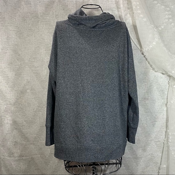 Calvin Klein grey cowl neck pullover logo sweater with side slits size M - Picture 9 of 9